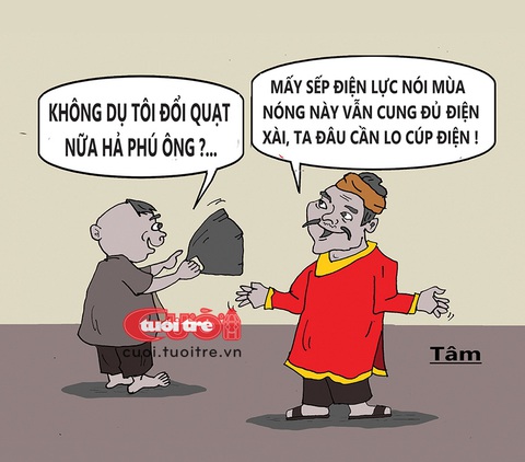 Thằng Bờm chẳng biết gì về điện- Ảnh 1. Thằng Bờm chẳng biết gì về điện - Tranh: Bùi Thanh Tâm