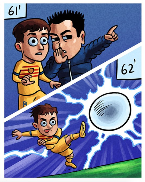 Những khoảnh khắc thiên tài chiến lược của HLV Xavi trước PSG- Ảnh 2. HLV Xavi đưa Pedri vào sân phút 61. Chỉ 1 phút sau, Pedri có pha kiến tạo bóng dài rất đẳng cấp cho Raphinha cân bằng tỉ số 2-2 cho Barcelona.