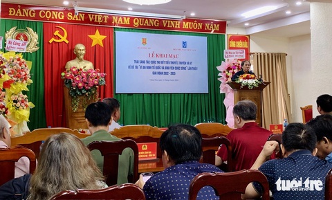 Quang cảnh lễ khai mạc trại sáng tác tiểu thuyết, truyện và ký “Vì an ninh Tổ quốc và bình yên cuộc sống” - Ảnh: HOÀI PHƯƠNG Quang cảnh lễ khai mạc trại sáng tác tiểu thuyết, truyện và ký “Vì an ninh Tổ quốc và bình yên cuộc sống” - Ảnh: HOÀI PHƯƠNG
