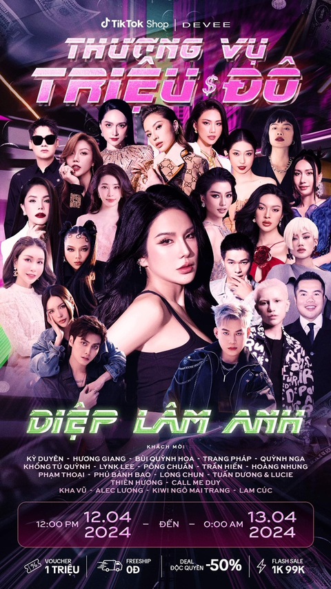 Diệp Lâm Anh mời cả showbiz tham gia phiên live triệu đô- Ảnh 1. Poster phiên livestream cực khủng 'Thương vụ triệu đô' kéo dài 24h của Diệp Lâm Anh.