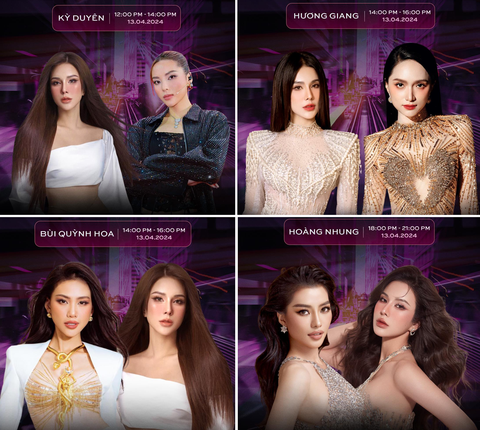 Diệp Lâm Anh mời cả showbiz tham gia phiên live triệu đô- Ảnh 2. Phiên live sẽ có sự xuất hiện của 4 Hoa Hậu Kỳ Duyên, Hương Giang, Quỳnh Hoa và Hoàng Nhung.