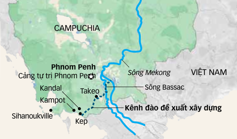 Vì sao kênh đào Phù Nam Techo gây chú ý?- Ảnh 2. Nguồn: Khmer Times, Nikkei - Dữ liệu: BÌNH AN - Đồ họa: T.ĐẠT