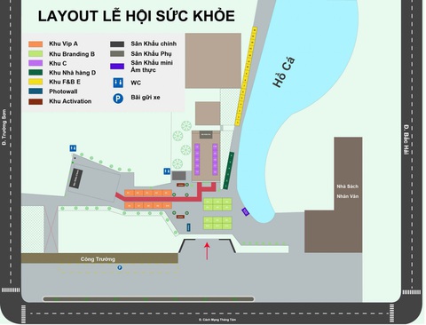 Sơ đồ Lễ hội sức khỏe, theo đó, lễ hội chia ra 5 khu phố được thiết kế chỉn chu, mang màu sắc, chức năng riêng, bao gồm: Phố Lễ hội, Phố Sống khỏe, Phố Sống đẹp, Phố Sống vui và Phố Dinh dưỡng. Sơ đồ Lễ hội sức khỏe - Theo đó, lễ hội chia ra 5 khu phố được thiết kế chỉn chu, mang màu sắc, chức năng riêng, bao gồm: Phố Lễ hội, Phố Sống khỏe, Phố Sống đẹp, Phố Sống vui và Phố Dinh dưỡng.