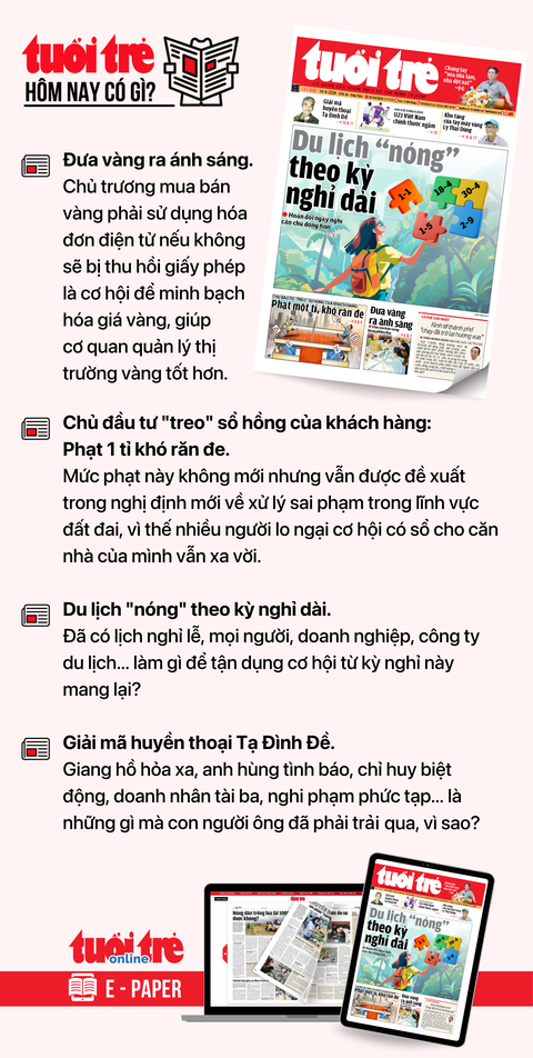 Tin tức sáng 14-4: Ngân hàng rục rịch tăng lãi suất; Sân golf 'triệu đô' lãi 1 triệu đồng/ngày- Ảnh 6. Tin tức chính trên Tuổi Trẻ nhật báo hôm nay 14-4. Để đọc Tuổi Trẻ báo in phiên bản E-paper, mời bạn đăng ký Tuổi Trẻ Sao TẠI ĐÂY