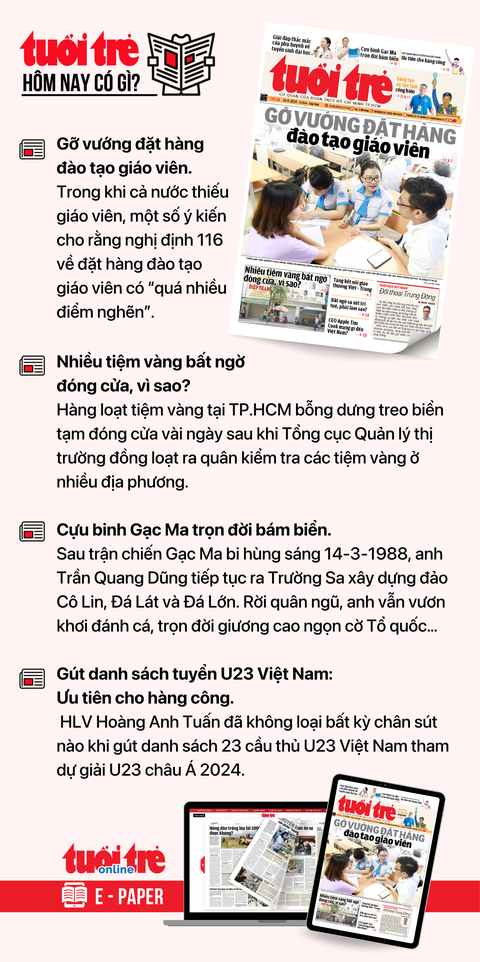 Tin tức sáng 16-4: Giá USD lên nữa; TP.HCM cảnh báo ngộ độc thực phẩm cao đến tháng 8- Ảnh 3. Tin tức đáng chú ý trên Tuổi Trẻ nhật báo ngày 16-4. Để đọc Tuổi Trẻ báo in phiên bản E-paper, mời bạn đăng ký Tuổi Trẻ Sao TẠI ĐÂY