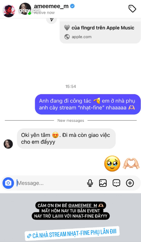 'Hoàng tử nhạc số' GREY D gây sốt với video hát trong quân ngũ- Ảnh 2. Người hâm mộ bật cười khi thấy AMEE chia sẻ về cuộc hội thoại “nhờ vả” của GREY D