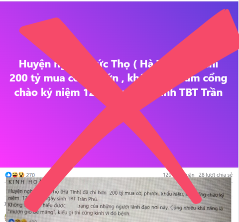 Chi hàng trăm tỉ mua cờ, biểu ngữ… kỷ niệm ngày sinh cố Tổng bí thư Trần Phú là thông tin thất thiệt- Ảnh 1. Một số người dùng Facbook đăng tải thông tin này đã thu hút hàng trăm lượt chia sẻ, bình luận trái chiều - Ảnh chụp màn hình