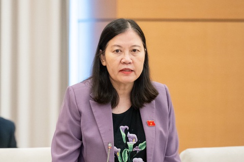 Đề xuất giảm mức hình phạt tù với người chưa thành niên phạm tội- Ảnh 3. Chủ nhiệm Ủy ban Tư pháp Lê Thị Nga - Ảnh: GIA HÂN