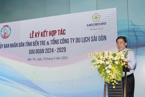 Saigontourist Group hợp tác thúc đẩy du lịch Bến Tre- Ảnh 2. Ông Trương Đức Hùng, Tổng Giám đốc Saigontourist Group phát biểu