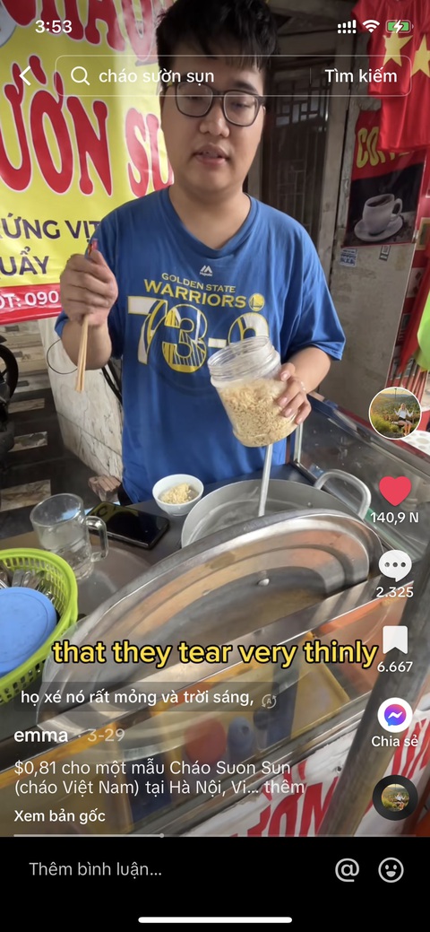 Video gặp gỡ chàng trai ‘cháo sườn IELTS’ gây bão TikTok của Emma - Ảnh chụp màn hình Video gặp gỡ chàng trai ‘cháo sườn IELTS’ gây bão TikTok của Emma - Ảnh chụp màn hình