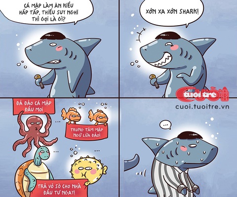 Doanh nhân cá mập hư hỏng- Ảnh 1. Doanh nhân cá mập hư hỏng - Tranh: Anh Trọc Comics