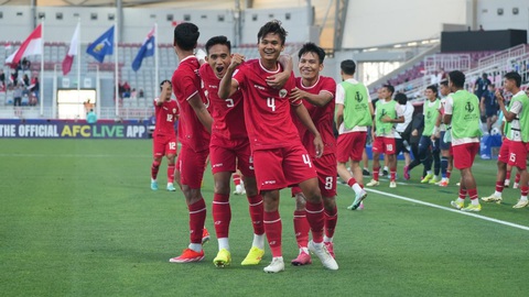 Thắng U23 Úc, cổ động viên ví U23 Indonesia đá như tuyển Anh- Ảnh 1. Niềm vui của các cầu thủ U23 Indonesia sau chiến thắng bất ngờ trước U23 Úc - Ảnh: PSSI