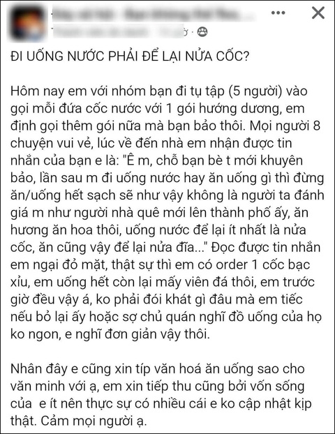 Đi cà phê phải để lại nửa cốc mới là người lịch sự?- Ảnh 1. Đi cà phê phải để lại nửa cốc mới là người lịch sự?- Ảnh 1.