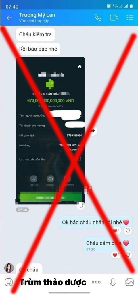 Đu trend kho báu quá đà, coi chừng bị phạt- Ảnh 1. Hình ảnh Zalo và biên lai chuyển tiền giả lan truyền trên mạng xã hội ngày 19-4 - Ảnh chụp màn hình