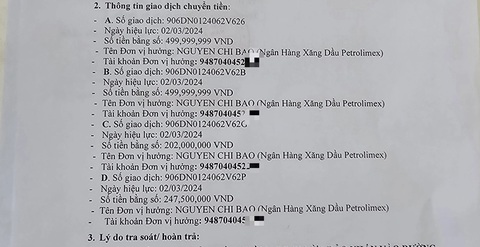 Bị lừa truy cập link sửa thông tin căn cước, mất 1,5 tỉ đồng- Ảnh 1. Toàn bộ số tiền 1,5 tỉ đồng của nạn nhân bị đối tượng lừa đảo chuyển sang tài khoản khác - Ảnh: NNCC