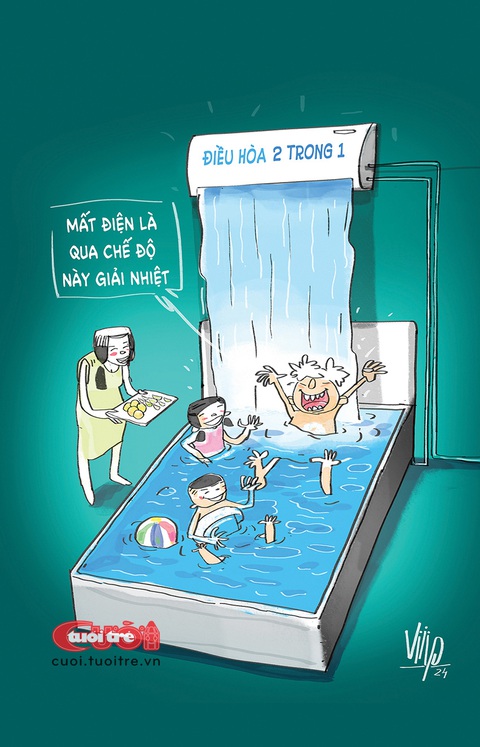 Giải nhiệt mùa hè với chiếc máy lạnh chạy không cần điện- Ảnh 1. Giải nhiệt mùa hè với chiếc máy lạnh 2 trong 1 - Biếm họa của Viiip