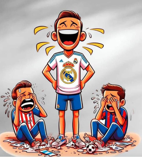 Trận siêu kinh điển Real Madrid - Barca trong mắt CĐV hài hước- Ảnh 3. Một người cười, hai kẻ khóc