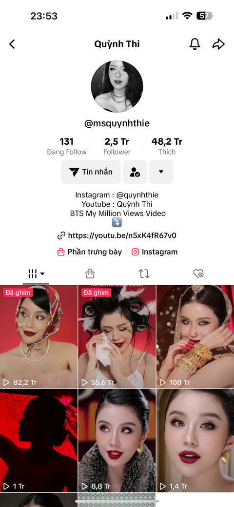 Beauty blogger đầu tiên cán mốc 100 triệu view với trend biến hình Ấn Độ là ai?- Ảnh 2. Clip trend makeup Ấn Độ của Quỳnh Thi cán mốc 100 triệu sau 1 tuần đăng tải.