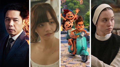 Cái giá của hạnh phúc soán ngôi Godzilla x Kong, thu 10 tỉ đồng dịp cuối tuần- Ảnh 1. Những bộ phim nổi bật ra mắt dịp giỗ Tổ Hùng Vương vừa qua (từ trái sang phải): Cái giá của hạnh phúc, B4S - Trước giờ yêu, Mùa hè của Luca, Tu viện máu - Ảnh: Cinestar/Pixar/Neon