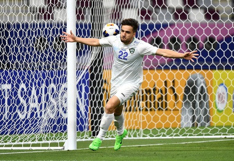 Thua Uzbekistan, U23 Việt Nam gặp U23 Iraq ở tứ kết- Ảnh 1. Jiyanoz ăn mừng bàn thắng vào lưới Việt Nam - Ảnh: AFC