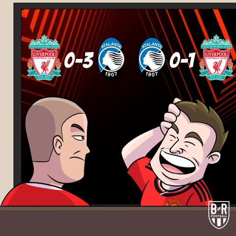 Tuần lễ hả hê của cổ động viên Man Utd- Ảnh 2. Đến lượt Liverpool cũng bị hạ ở Europa League - Nguồn: B/R Football