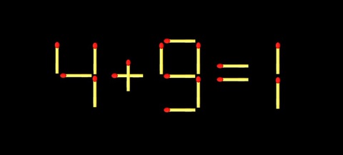 Thử tài IQ: Di chuyển một que diêm để 4+9=1 thành phép tính đúng- Ảnh 1.