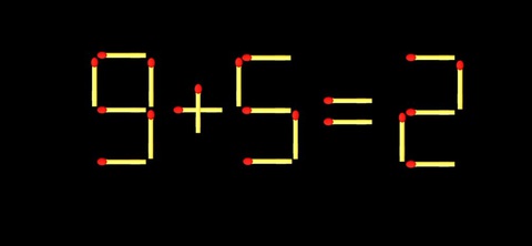 Thử tài IQ: Di chuyển một que diêm để 9+5=2 thành phép tính đúng- Ảnh 1.