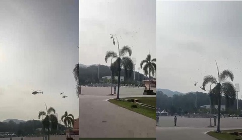 2 trực thăng hải quân Malaysia đâm nhau, lao thẳng xuống đất, 10 người chết- Ảnh 1. Hiện trường 2 chiếc trực thăng hải quân Malaysia rơi trong lúc huấn luyện - Ảnh: THE STAR