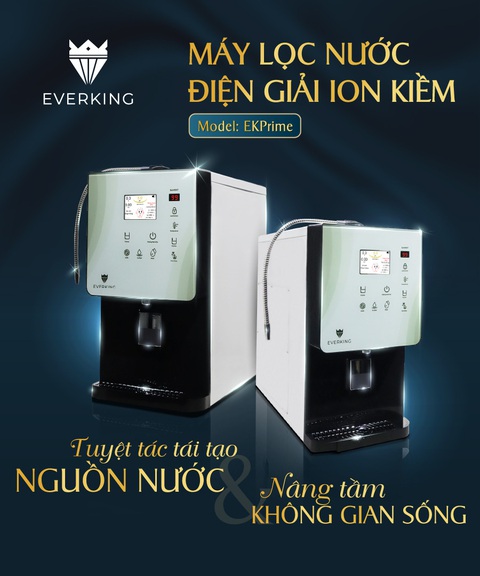 Máy lọc nước điện giải - nóng - lạnh EVERKING EKPrime cung cấp nước ion kiềm giàu hydrogen- Ảnh 1. Máy lọc nước điện giải - nóng - lạnh EVERKING EKPrime cung cấp nước ion kiềm giàu hydrogen- Ảnh 1.