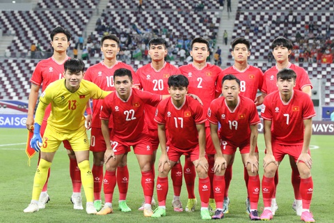 Ở trận này, U23 Việt Nam chỉ giữ lại 3 cầu thủ trụ cột là trung vệ Lương Duy Cương (hàng trên, bìa trái), tiền vệ Nguyễn Thái Sơn (số 19) và tiền đạo Võ Nguyên Hoàng (số 10) - Ảnh: VFF Ở trận này, U23 Việt Nam chỉ giữ lại 3 cầu thủ trụ cột là trung vệ Lương Duy Cương (hàng trên, bìa trái), tiền vệ Nguyễn Thái Sơn (số 19) và tiền đạo Võ Nguyên Hoàng (số 10) - Ảnh: VFF