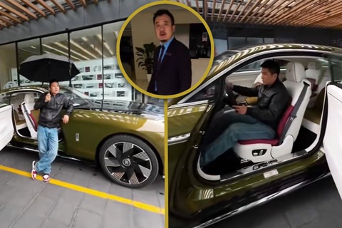 Nhân viên Rolls-Royce tiếp khách bình dân như VIP, dân mạng ca ngợi đẳng cấp- Ảnh 1. Một người bán Rolls-Royce ở Trung Quốc đã cho phép người đàn ông có thu nhập khiêm tốn ngồi vào chiếc xe hơi sang trọng - Ảnh: SCMP