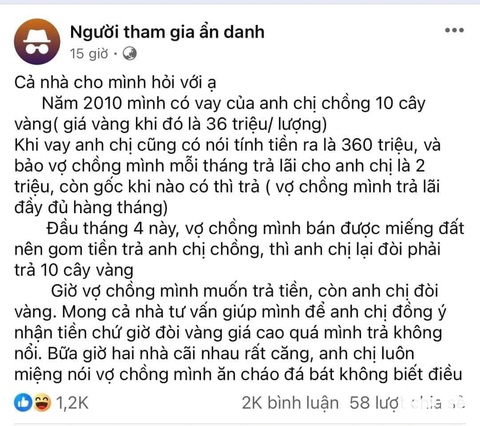 Mượn 10 cây vàng, 14 năm sau xin trả tiền gốc: Đừng quên người giúp mình khi khó khăn- Ảnh 2. Bài đăng đang được chia sẻ những ngày qua - Ảnh: FB