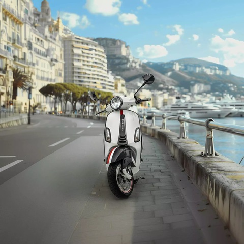 Vespa điện phiên bản đặc biệt: Chỉ có 99 chiếc, giá có thể ngang ô tô- Ảnh 3. Hãng đã thay ốp gương, cà vạt, chắn bùn phía trước, ốp hông, lốc máy nguyên bản... bằng bộ bodykit làm từ vật liệu carbon - Ảnh: Mansory