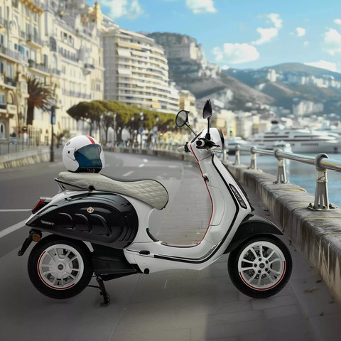 Vespa điện phiên bản đặc biệt: Chỉ có 99 chiếc, giá có thể ngang ô tô- Ảnh 2. Đúng như tên gọi, Vespa Elettrica Monaco Edition được thiết kế với nhiều chi tiết sợi carbon hơn hẳn phong cách đặc trưng của thương hiệu xe tay ga nước Ý - Ảnh: Mansory