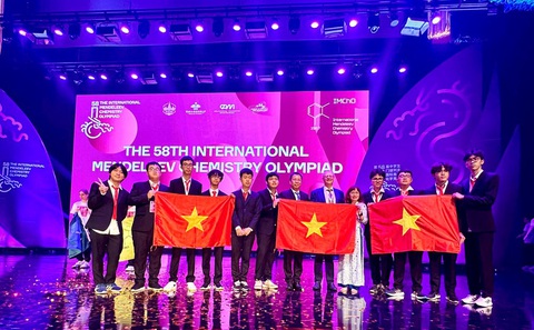 Lần đầu tham dự Olympic hóa học quốc tế Mendeleev, cả 10 học sinh Việt Nam đoạt giải- Ảnh 1. Đoàn Việt Nam tham dự cuộc thi Olympic hóa học quốc tế Mendeleev lần thứ 58 tại Trung Quốc - Ảnh: Hội Hóa học Việt Nam