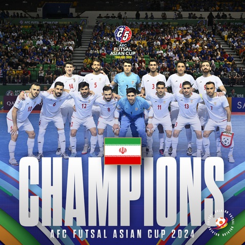 Đánh bại Thái Lan, Iran đăng quang Giải futsal châu Á 2024- Ảnh 1. Đội tuyển Iran đoạt chức vô địch Giải futsal châu Á 2024 - Ảnh: AFC