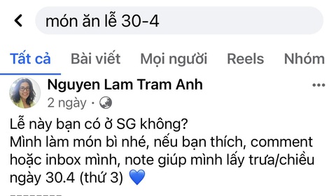 Lẩu, bò sốt vang, nem cua bể… rộn ràng trên mạng dịp lễ 30-4- Ảnh 2. Tận dụng 5 ngày lễ, nhiều người kinh doanh thêm những món ăn- Ảnh chụp màn hình: T.THƯƠNG