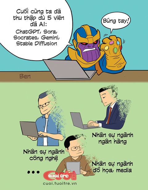 Thanos làm tan biến một nửa việc làm trên toàn hành tinh- Ảnh 1. Thanos làm tan biến một nửa việc làm trên toàn hành tinh - Tranh: BEN