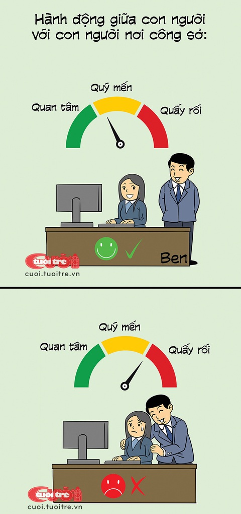 Ranh giới mong manh giữa quan tâm và quấy rối tình dục- Ảnh 1. Ranh giới mong manh giữa quan tâm và quấy rối tình dục - Tranh: BEN
