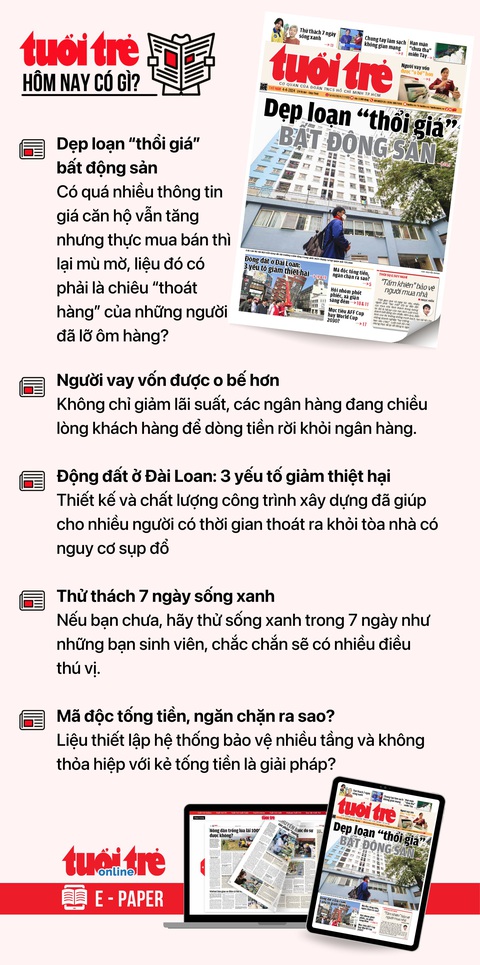 Tin tức sáng 4-4: Tốc độ tăng giá chung cư Hà Nội vượt TP.HCM; Hơn 90 triệu người Việt có thẻ BHYT- Ảnh 3. Tin tức đáng chú ý trên Tuổi Trẻ nhật báo ngày 4-4. Để đọc Tuổi Trẻ báo in phiên bản E-paper, mời bạn đăng ký Tuổi Trẻ Sao TẠI ĐÂY
