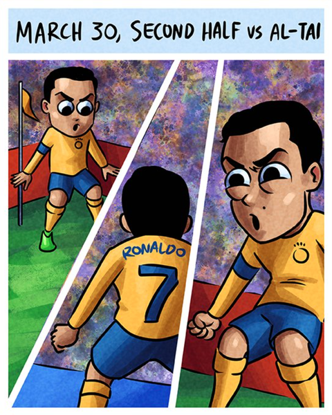 Cristiano Ronaldo bối rối vì không biết… làm gì nữa- Ảnh 2. Cristiano Ronaldo ghi hat-trick vào lưới Al Taee