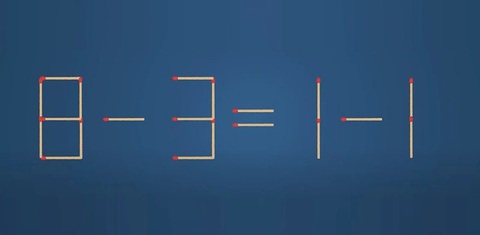 Thử tài IQ: Di chuyển một que diêm để 8-3=1-1 thành phép tính đúng- Ảnh 1.