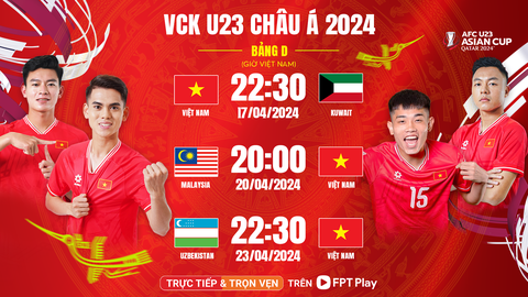 Xem U23 Việt Nam thi đấu tại Giải U23 châu Á 2024 trên kênh nào?- Ảnh 2. Lịch trực tiếp của U23 Việt Nam tại vòng chung kết Giải U23 châu Á 2024 - Ảnh: FPT