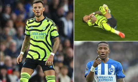 Màn kịch vụng về của Ben White khiến Arsenal mất vui- Ảnh 1. Màn ăn vạ của Ben White khiến chiến thắng của Arsenal kém vui - Ảnh: Daily Mail