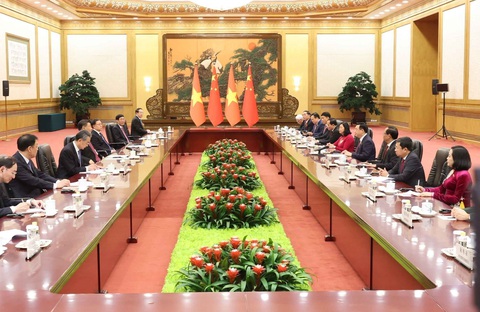 Chủ tịch Quốc hội Vương Đình Huệ hội kiến Tổng bí thư, Chủ tịch nước Trung Quốc Tập Cận Bình- Ảnh 3. Quang cảnh cuộc hội kiến - Ảnh: TTXVN