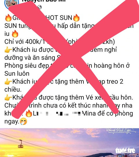 Chỉ 200.000 đồng được ngủ khách sạn Địa Trung Hải và đi cáp treo Phú Quốc?- Ảnh 2. Những thông tin như thế này tràn ngập ở cộng đồng mạng Phú Quốc nên nhiều du khách đã đặt phòng. Tuy nhiên, khi liên hệ thì chủ các trang này nói hết phòng và hướng dẫn sang dịch vụ khác - Ảnh: BỬU ĐẤU chụp màn hình