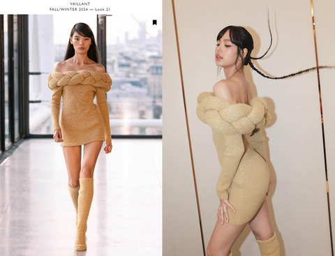 'Vã mồ hôi' với thời trang phang thời tiết của Lisa- Ảnh 2. Chiếc váy đã giúp tôn lên vóc dáng mảnh mai và những đường cong của nữ ca sĩ. Đây là thiết kế nằm trong bộ sưu tập thu đông 2024 của thương hiệu Vaillant.