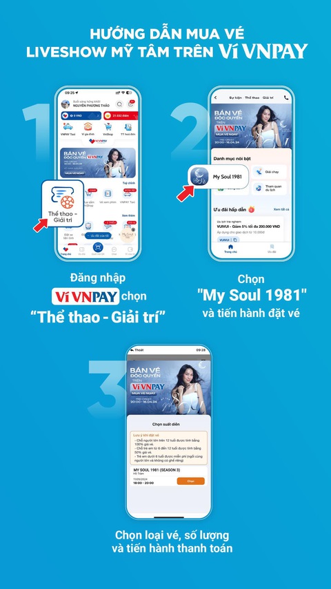 Mua vé độc quyền live show của Mỹ Tâm trên ví VNPAY- Ảnh 2. Hướng dẫn mua vé độc quyền live show My Soul 1981 trên ví VNPAY