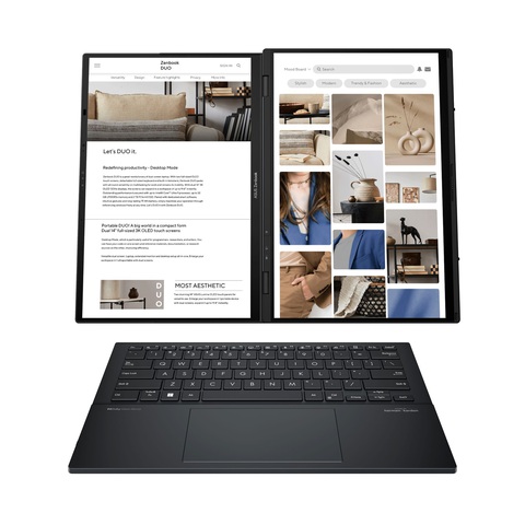 Zenbook DUO: Laptop 2 màn hình Lumina OLED trang bị chip AI- Ảnh 3. Thiết kế Zenbook DUO đột phá với hai màn hình 14’ Lumina OLED
