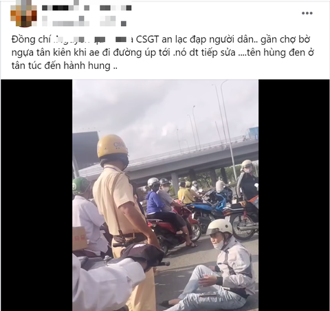 PC08 Công an TP.HCM đang xác minh thực hư video 'cảnh sát giao thông đạp người dân'- Ảnh 1. Video được một tài khoản Facebook đăng tải, đang lan truyền trên mạng xã hội - Ảnh chụp màn hình